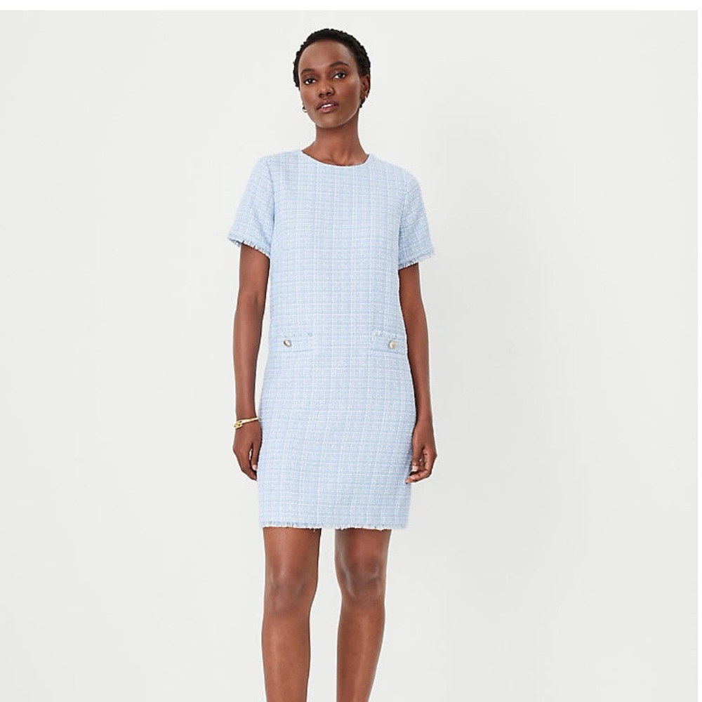 NWT: Tweed Button Pocket Shift Dress
